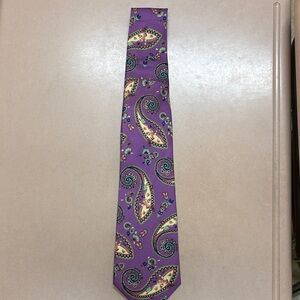 Liberty of London Silk Tie Purple Paisley Floral Duck Motif Made in USA